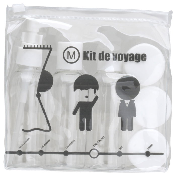 Jet Lag Kit Viaje Neceser con 6 Piezas, Transparente y Cierre Zip, Ideal Cabina Avión Jet Lag Kit Viaje Neceser con 6 Piezas, Transparente y Cierre Zip, Ideal Cabina Avión