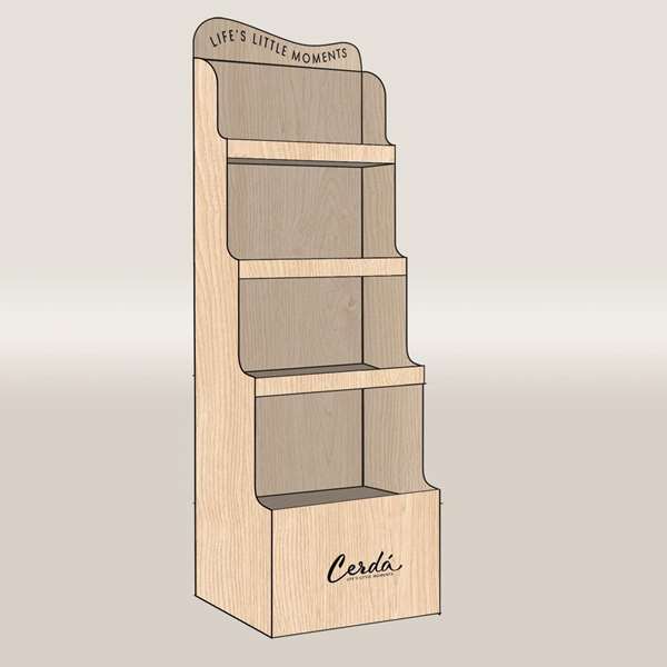 Cerdá - Displays expositor para papelería de cartón con baldas - 40.0 x 140.0 x 40.0 cm