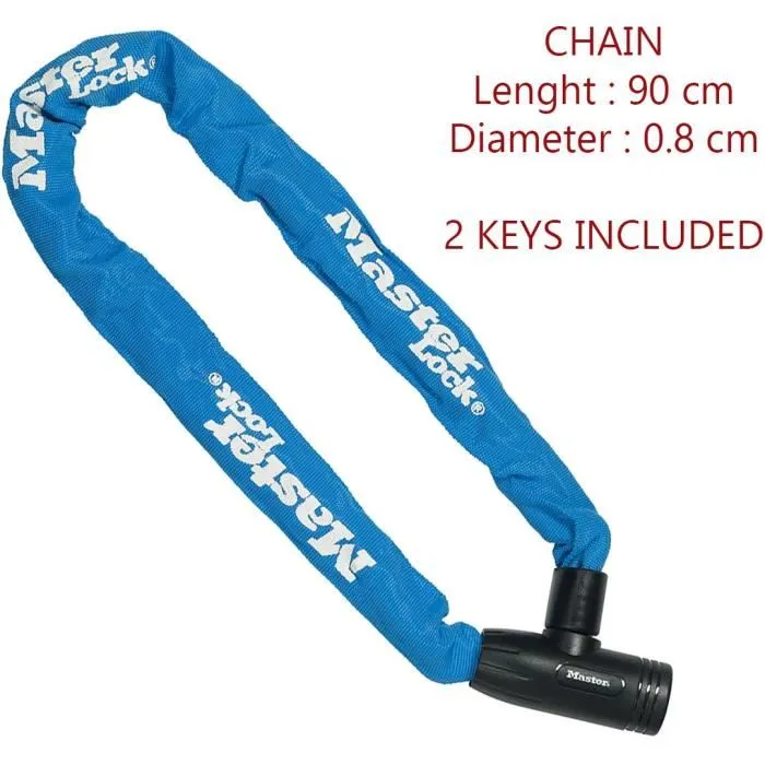 Master Lock Candado de Cadena para Bicicleta 8391EURDPROCOLB, Cadena de 90 cm, Azul