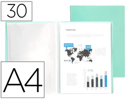 Liderpapel Carpeta Escaparate 30 Fundas Polipropileno DIN A4 Verde Manzana Opaco