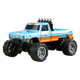 AMEWI 22698 Camión Monstruo RC 1:64 RTR Listo Para Usar, Efectos de Luz, Radio Control 2.4GHz, Color Azul/Naranja, 8 km/h, Con Batería Recargable