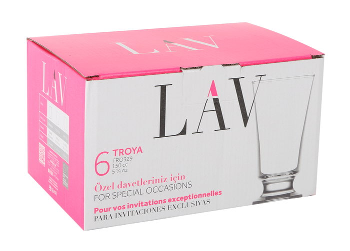 LAV Set 6 Vasos C/Pie 150Cc Colección Troya (8 Cajas)