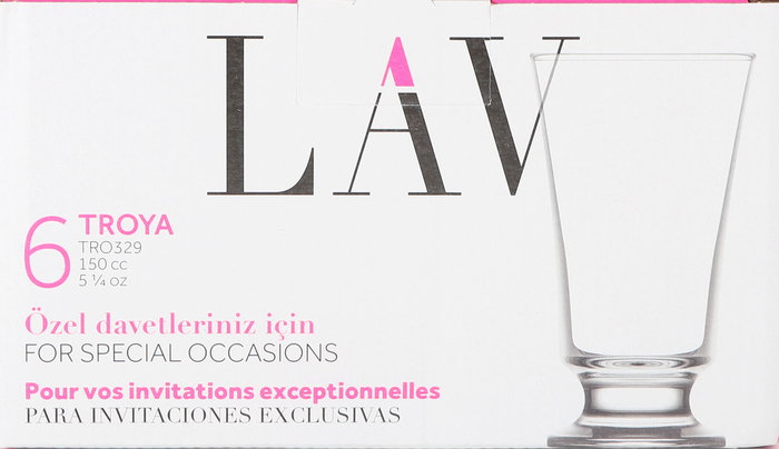 LAV Set 6 Vasos C/Pie 150Cc Colección Troya (8 Cajas)