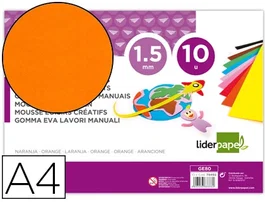 Liderpapel Goma Eva DIN A4 1.5mm Naranja Paquete de 10 Hojas