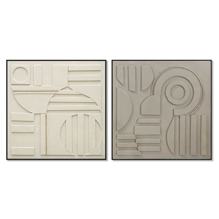 DKD Home Decor Set de 2 Cuadros Modernos en Lienzo Beige y Marrón 102x102 cm