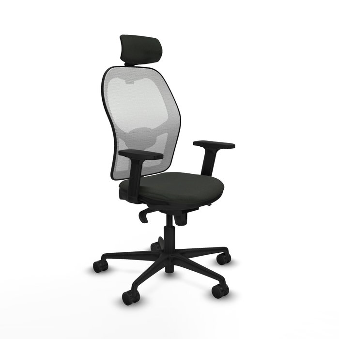 PIQUERAS Y CRESPO Silla de oficina Jorquera con mecanismo sincro, tela negra y malla blanca PIQUERAS Y CRESPO Silla de oficina Jorquera con mecanismo sincro, tela negra y malla blanca