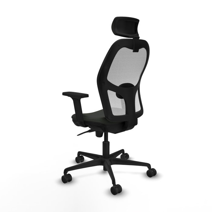 PIQUERAS Y CRESPO Silla de oficina Jorquera con mecanismo sincro, tela negra y malla blanca PIQUERAS Y CRESPO Silla de oficina Jorquera con mecanismo sincro, tela negra y malla blanca
