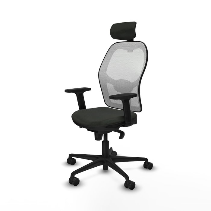 PIQUERAS Y CRESPO Silla de oficina Jorquera con mecanismo sincro, tela negra y malla blanca PIQUERAS Y CRESPO Silla de oficina Jorquera con mecanismo sincro, tela negra y malla blanca