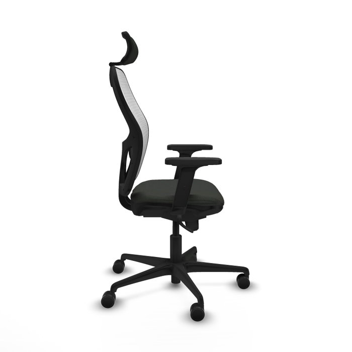 PIQUERAS Y CRESPO Silla de oficina Jorquera con mecanismo sincro, tela negra y malla blanca PIQUERAS Y CRESPO Silla de oficina Jorquera con mecanismo sincro, tela negra y malla blanca
