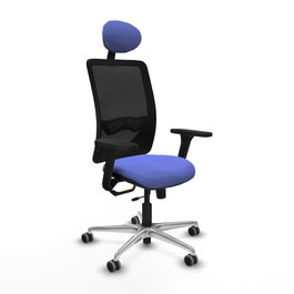 PIQUERAS Y CRESPO Silla de oficina Zulema con mecanismo Sincro/Traslack, Azul claro y Negro