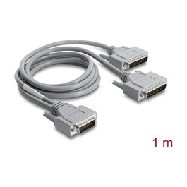 DeLOCK Adaptador de cable en Y serie RS-232 LFH D-Sub HD 60 pines a 2 x D-Sub 25 pines, 1 m, gris