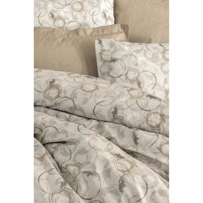 Aucune Juego de Cama Beige 100% Algodón con Funda Nórdica y 2 Fundas de Almohada