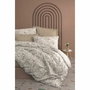 Aucune Juego de Cama Beige 100% Algodón con Funda Nórdica y 2 Fundas de Almohada