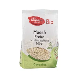EL GRANERO Muesli Frutas 500Gr. Bio Vegano Cereales Integrales con Pasas y Albaricoques