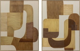 DKD Home Decor Set de 2 Cuadros Lienzo Abstractos 90x3,2x120 cm Mostaza y Beige