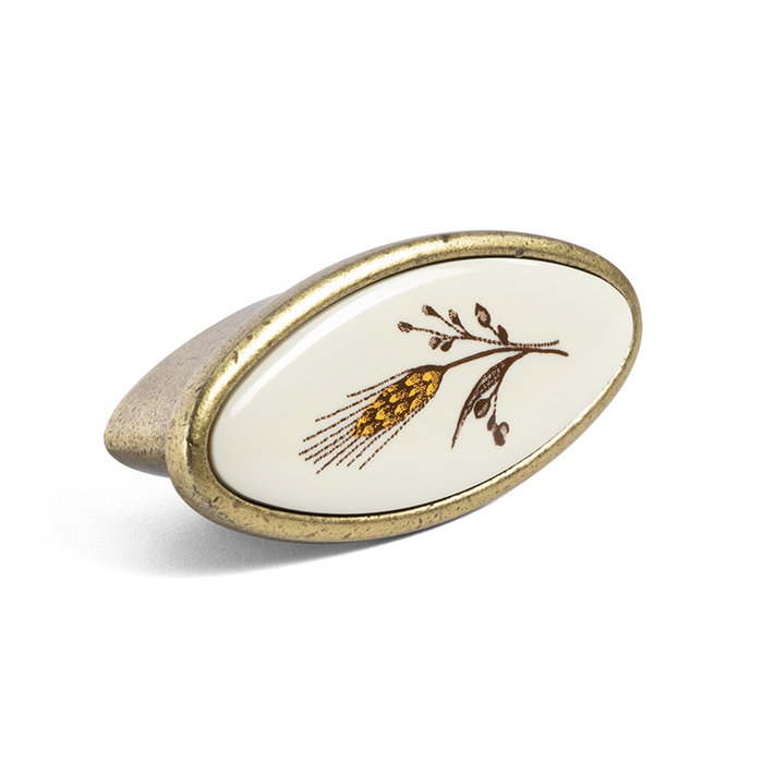 Giusti Tirador y Pomo Modelo Oasis Porcelana Acabado Marfil / Bronce Distancia 128 mm