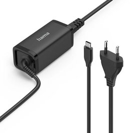 HAMA 00200022 Cargador de Pared USB-C 45W con USB Power Delivery 3.0, Compatible con Laptops Apple, Samsung, HP, Lenovo, Huawei, y Más, Negro, 1.2m Cable
