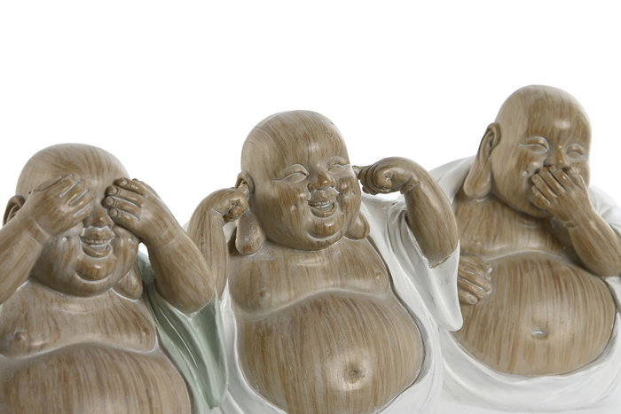 DKD Home Decor Figura Buda Oriental Verde Blanco Resina 9 x 10.5 x 10 cm (3 Unidades)
