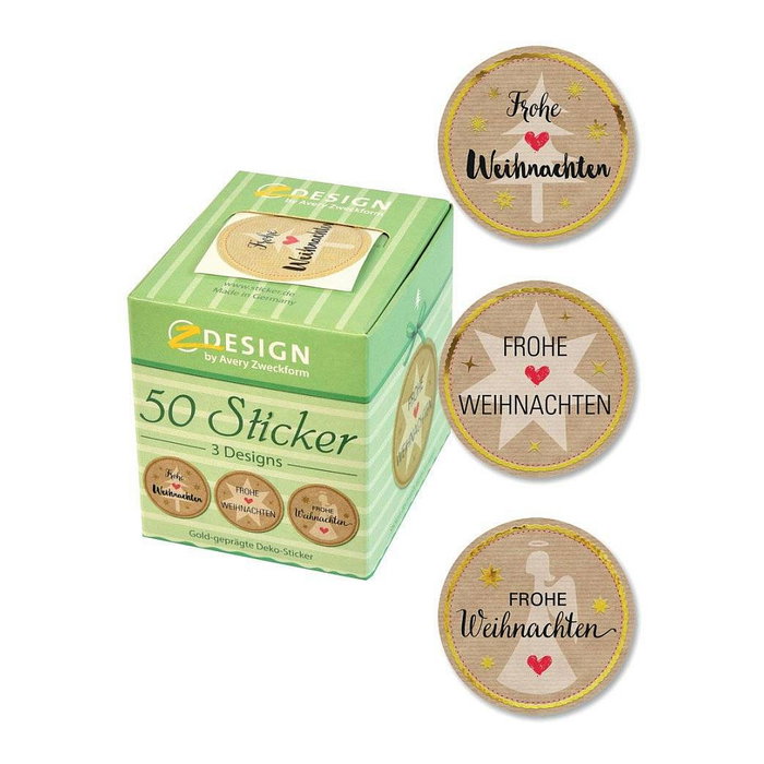 AVERY Zweckform Etiquetas Frohe Weihnachten, marrón, 50 unidades AVERY Zweckform Etiquetas Frohe Weihnachten, marrón, 50 unidades