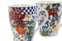 DKD Home Decor Mug Moderno Estilo Azulejos Limones Porcelana Azul Blanco 350ml Apto Microondas Lavavajillas (6 Unidades) 8.5 x 11 x 12 cm