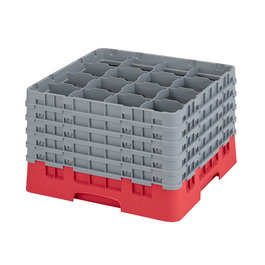 CAMBRO - 16S1058-163 - Cesta de lavado 16 comp. 5 alturas - 10,9 cm Ø máx. - alt. máx. 28,2 cm - 50 x 50 x 30,8 cm - Rojo