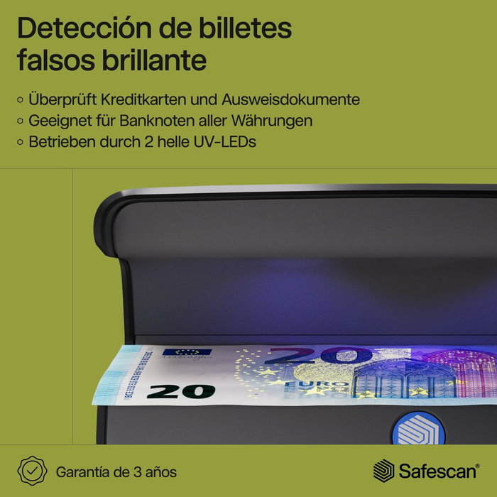 Safescan Detector de Billetes Falso UV LED Modelo 45 Negro