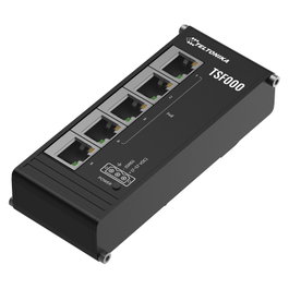 Teltonika TSF000 Switch de 5 Puertos PoE+ No Administrado, Fast Ethernet 10/100, Escritorio, 30W por Puerto, 120W Total, Negro