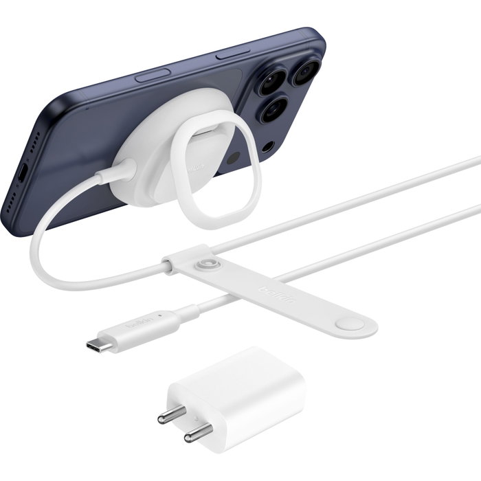 Belkin UltraCharge Ladepad Qi2 25W con soporte WIA013hqWH Blanco