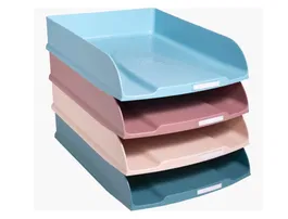 Exacompta Bandeja Sobremesa Combo Styli Plástico Reciclado Set 4 Unidades Colores Surtidos