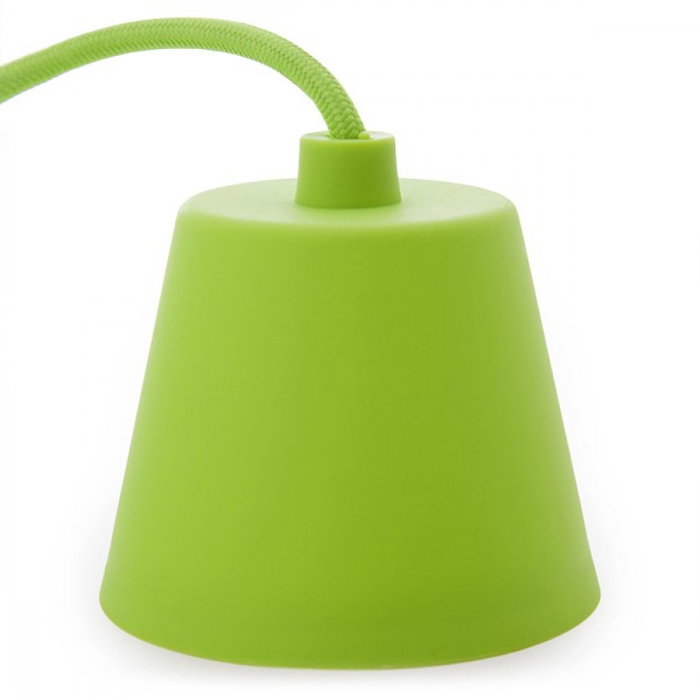 Portalámparas E27 Cable con Tela - Rosetón y Portalámparas de PVC - Color Verde