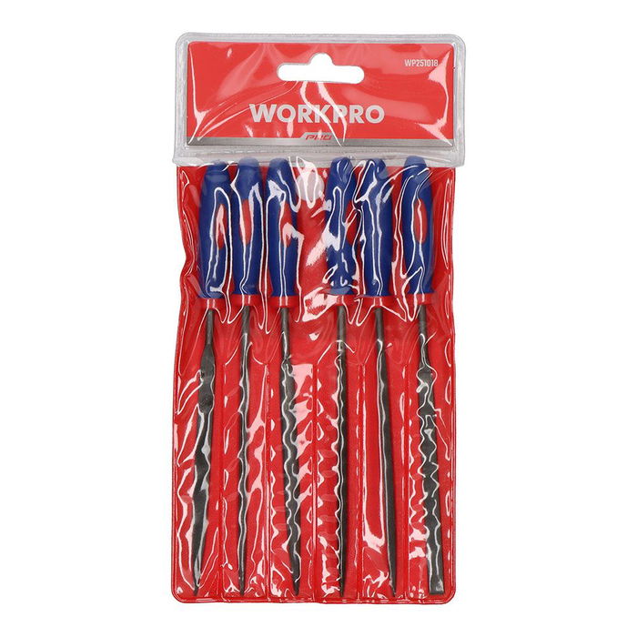 Workpro Juego de Limas Miniatura 6 Piezas Acero Alta Calidad Tratado Térmicamente Mango Ergonómico Pulir Limar Piezas