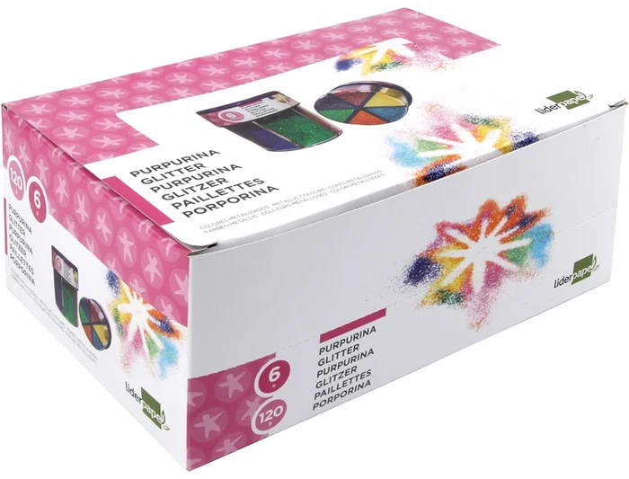 Liderpapel Purpurina Fantasía Colores Metalicos 6 Colores Surtidos Bote 120 gr
