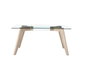 DKD Home Decor Green house 21 Mesa Comedor Moderno Cristal y MDF Natural Transparente 90 x 75 x 160 cm