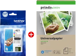 Brother LC421 MCVP Value Pack negro, cian, magenta y amarillo con papel de reciclaje