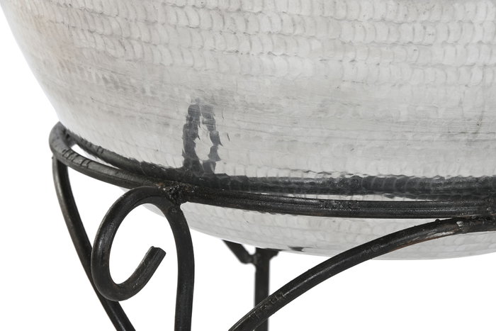 DKD Home Decor Jarrón de Aluminio con Soporte de Hierro Plateado