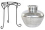 DKD Home Decor Jarrón de Aluminio con Soporte de Hierro Plateado