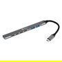 BakkerElkhuizen Hub USB-C 7 en 1 con 3 USB-A y 4 USB-C, 5000 Mbit/s, Aluminio Negro Gris, Cable 0.15 m - Compatible con Windows, Mac, Linux, ChromeOS