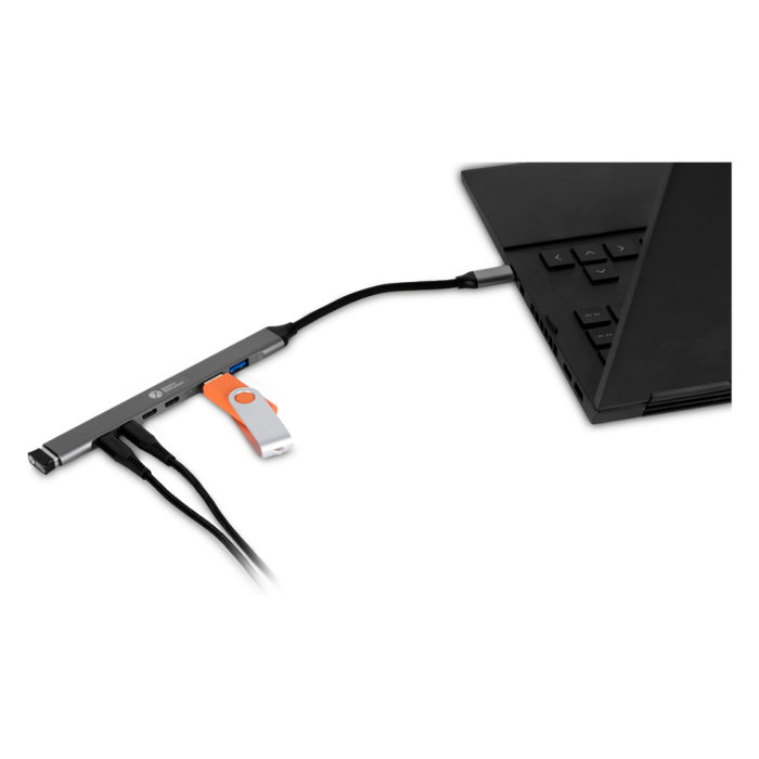 BakkerElkhuizen USB-C Hub 7-in-1 (3 x USB-A + 4 x USB-C) Negro, Gris