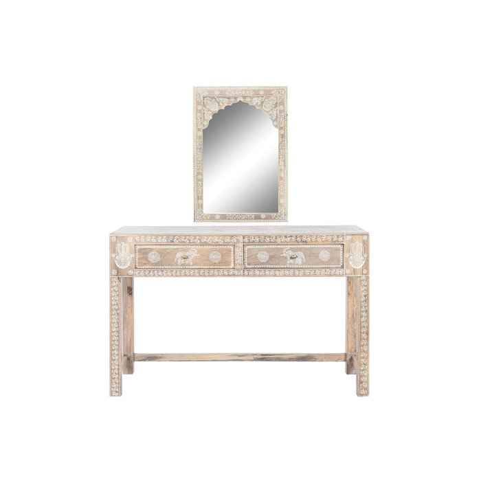 DKD Home Decor Set de Consola Rk 22 India Folk de 2 Piezas en Madera de Mango Natural