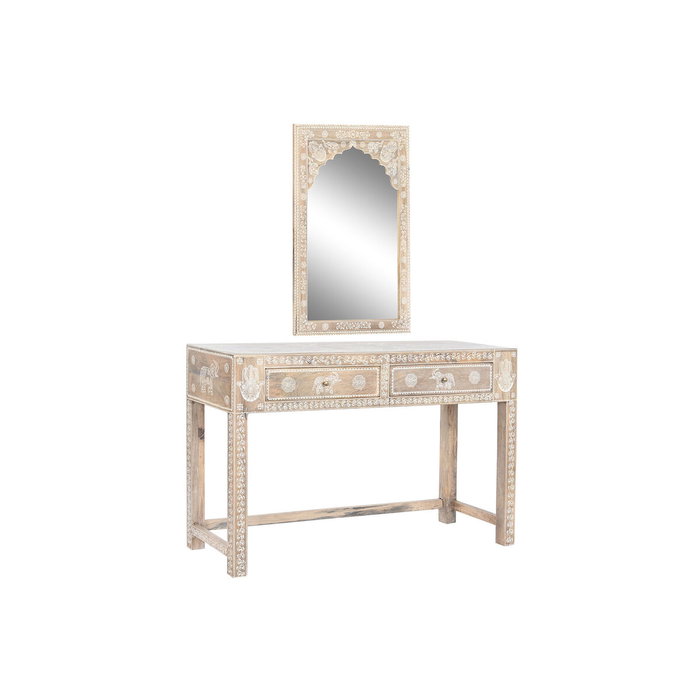DKD Home Decor Set de Consola Rk 22 India Folk de 2 Piezas en Madera de Mango Natural