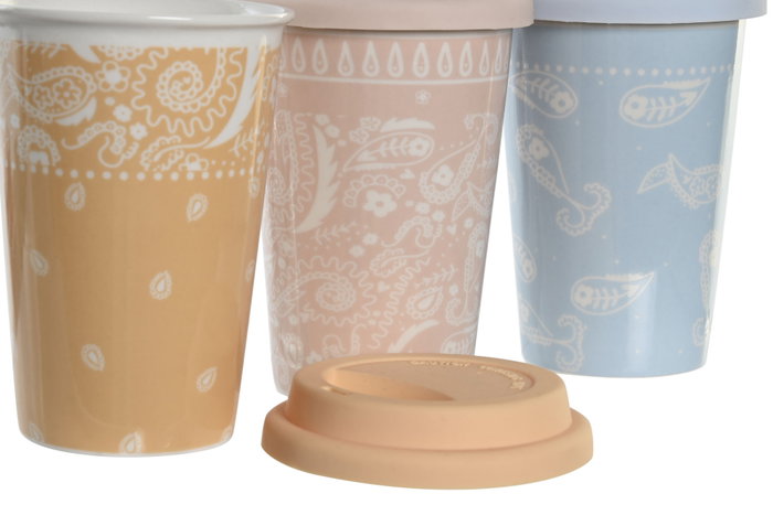 DKD Home Decor Mug Colección Bandana Pastel Shabby Porcelana y Silicona Azul Rosa Amarillo Apto Microondas y Lavavajillas 10 x 14 x 10 cm (6 Unidades) 400ml DKD Home Decor Mug Colección Bandana Pastel Shabby Porcelana y Silicona Azul Rosa Amarillo Apto Microondas y Lavavajillas 10 x 14 x 10 cm (6 Unidades) 400ml