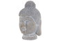 DKD Home Decor Figura de Buda en Fibra de Vidrio Acabado Envejecido Gris