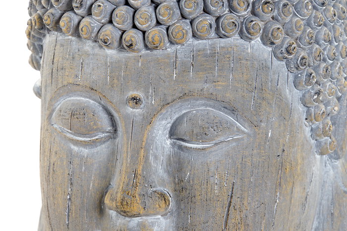 DKD Home Decor Figura de Buda en Fibra de Vidrio Acabado Envejecido Gris