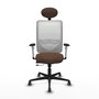 PIQUERAS Y CRESPO Silla de oficina Zulema con mecanismo Sincro/Traslack, tela marrón oscuro y malla blanca