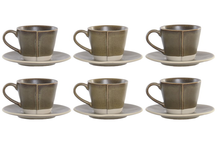 DKD Home Decor Juego de Café Liangfeng 26 Verde, 6 Piezas