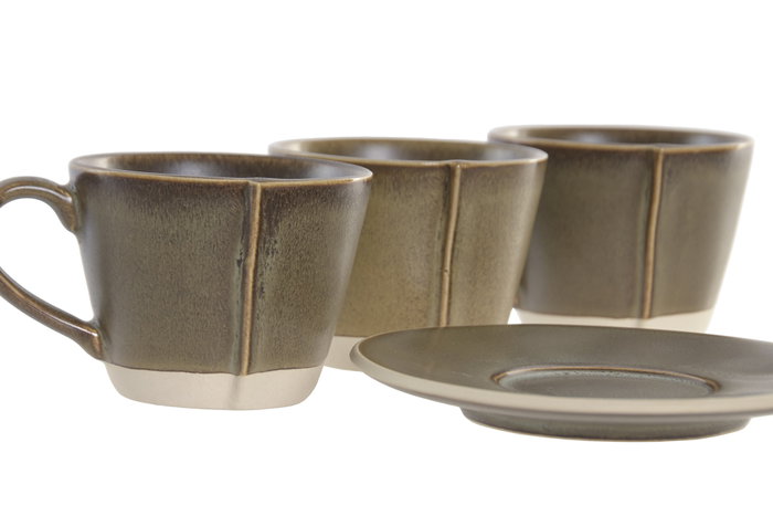 DKD Home Decor Juego de Café Liangfeng 26 Verde, 6 Piezas