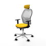 PIQUERAS Y CRESPO Silla de oficina Jorquera con mecanismo Sincro/Traslack, Amarillo y Blanco
