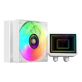 Mars Gaming ML-TWO120W - Kit de Refrigeración Líquida AIO All-In-One de 120 mm, ARGB Infinity Mirror, Ventilador 120mm Blanco, 300W TDP, Compatible con Intel/AMD