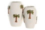 DKD Home Decor Jarrón de Cerámica Palmeras Pintado a Mano