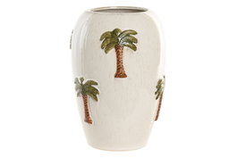 DKD Home Decor Jarrón de Cerámica Palmeras Pintado a Mano